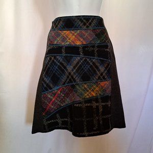 vtg STEILMANN GERMANY SKIRT Sz 6 WOOL ALPAGA PACHTWORK VIBES OLD MONEY BOHO CHIC